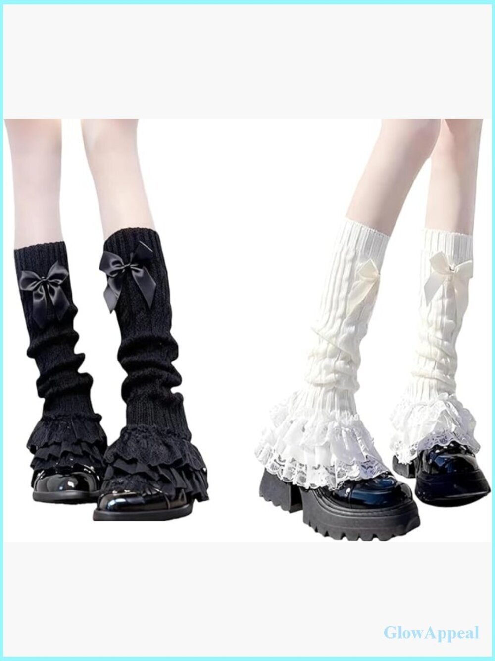 Y2K Lace Leg Warmers for Women, Knit Lolita Accessories, High Stretch Acrylic,